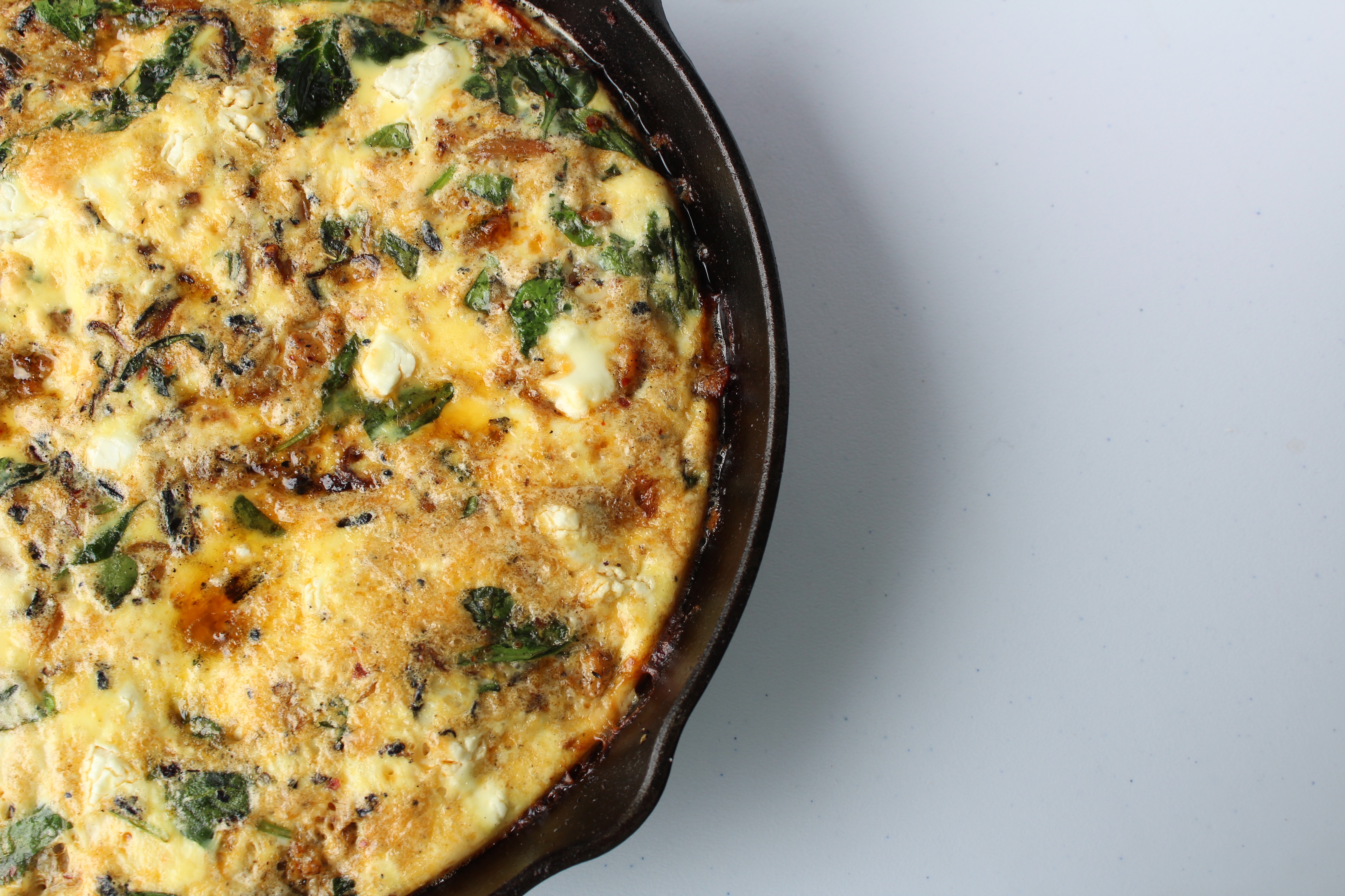 caramelized onion sausage goat cheese frittata | One Girl. One Kitchen.