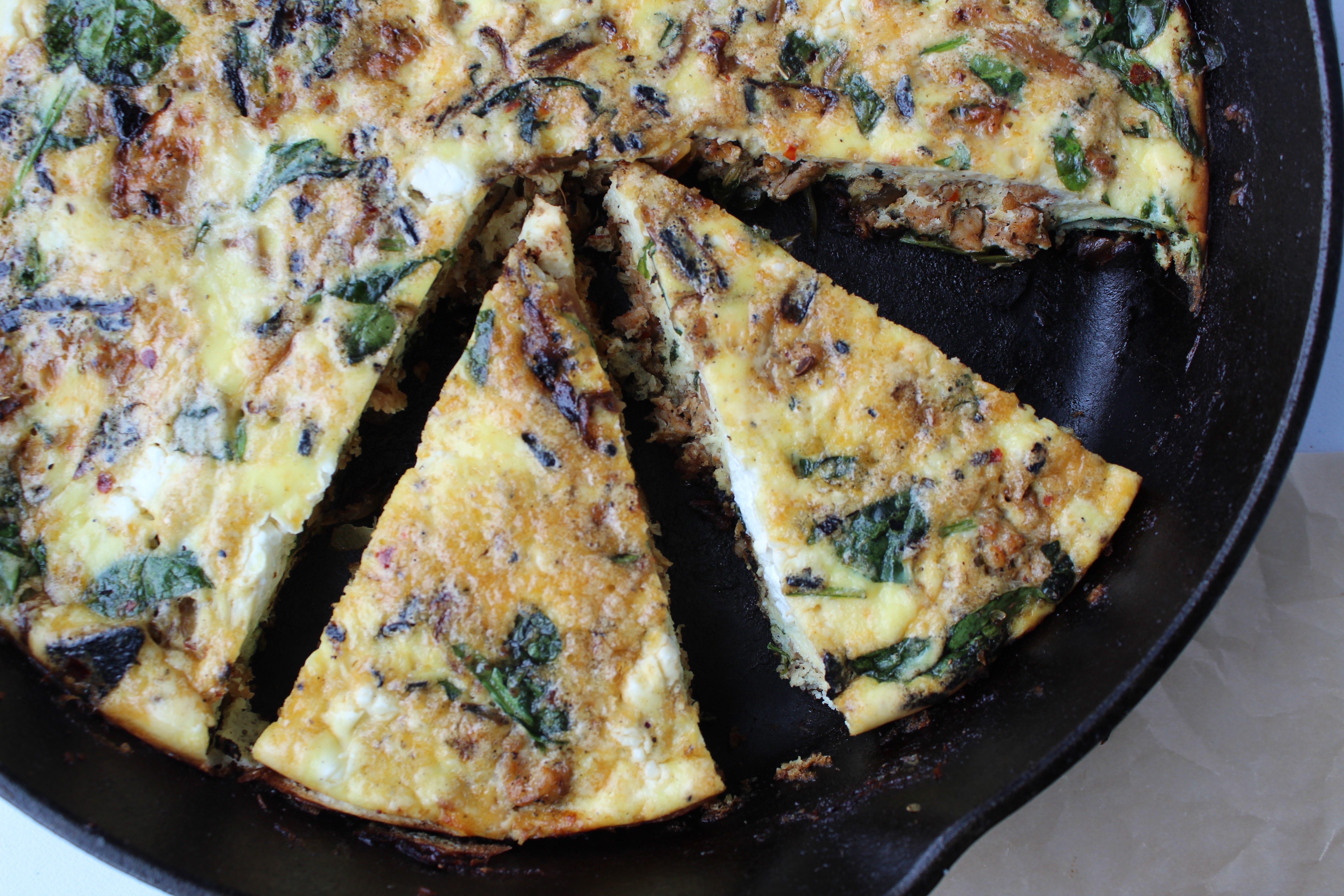 caramelized onion sausage goat cheese frittata | One Girl. One Kitchen.