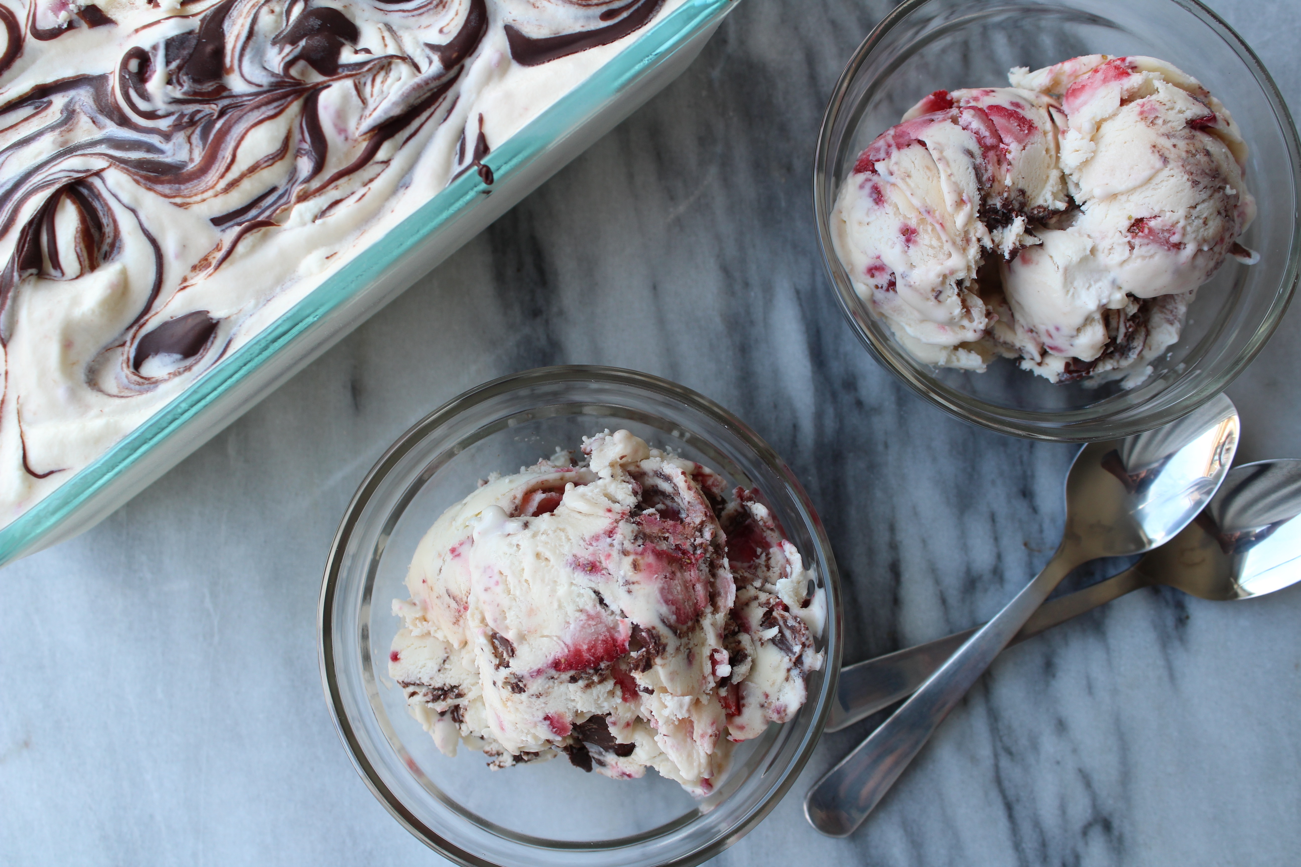 no-churn chocolate covered strawberry ice cream