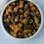 Small bowl of pan fried chickpeas