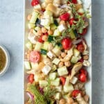marinated feta greek salad on platter