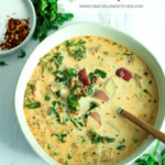 bowl and toppings of zuppa toscana