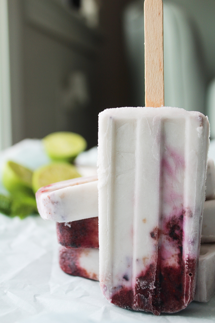 Blueberry Coconut Mojito Popsicles