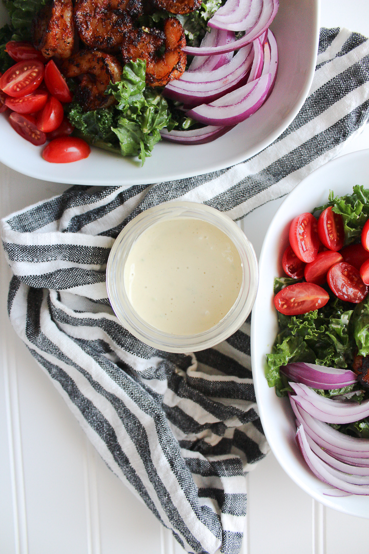 Blackened Shrimp Kale Cesar Salad 