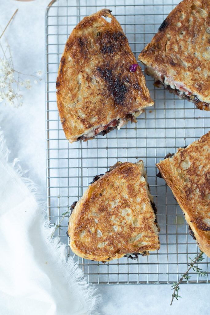 grilled cheese sandwiches on rack