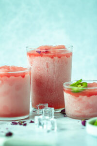 three glasses of spicy watermelon frose