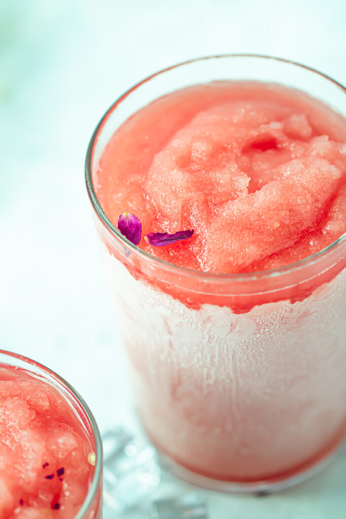 tall glass of spicy watermelon frose