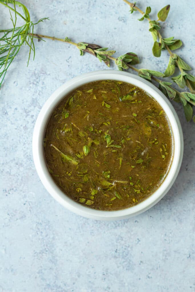 dressing for greek salad with marinated feta