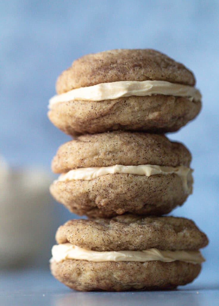 stack of chai snickerdoodle cookies on board