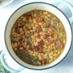 rosemary bacon beans in pot