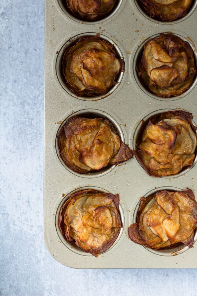 Roasted potato stacks in muffin tin