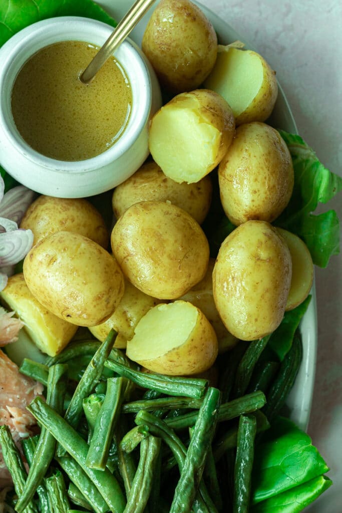 boiled potatoes on salad platter