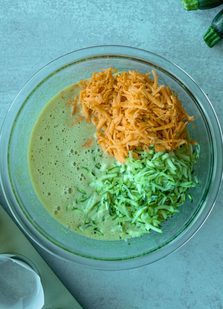 wet ingredients before mixing in sweet potato and zucchini