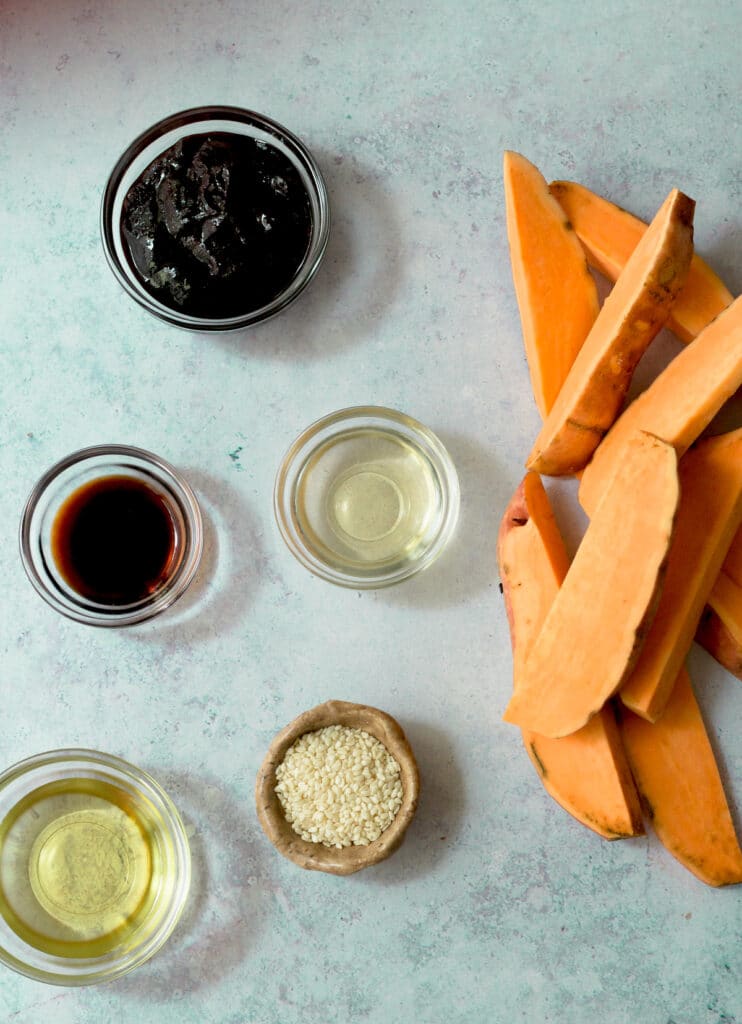 ingredients for gochujang sweet potatoes