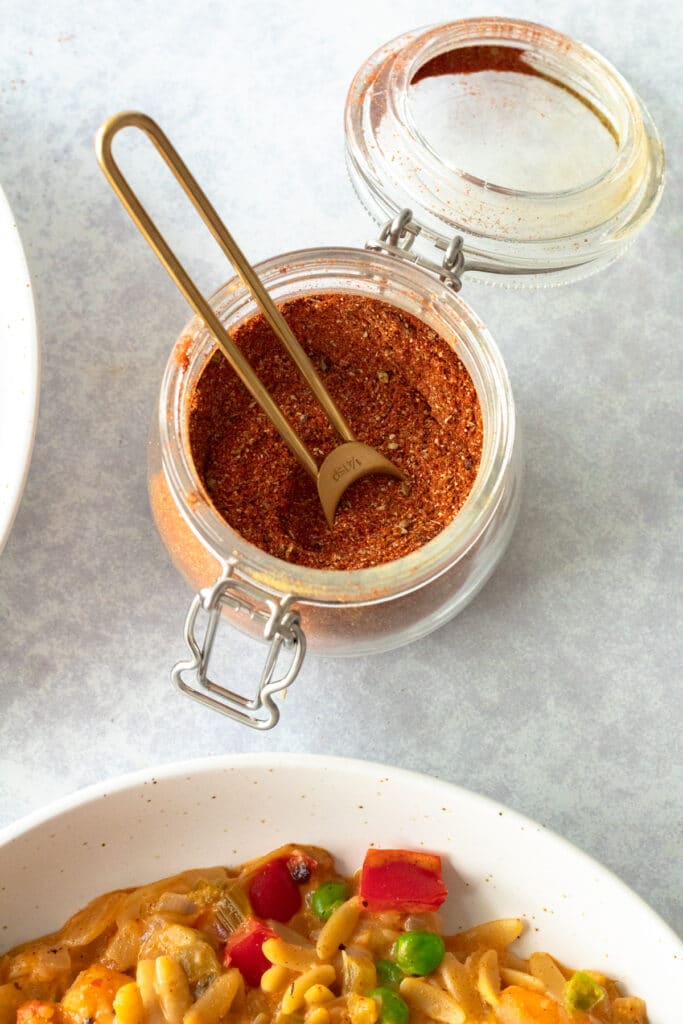 small jar of homemade cajun seasoning