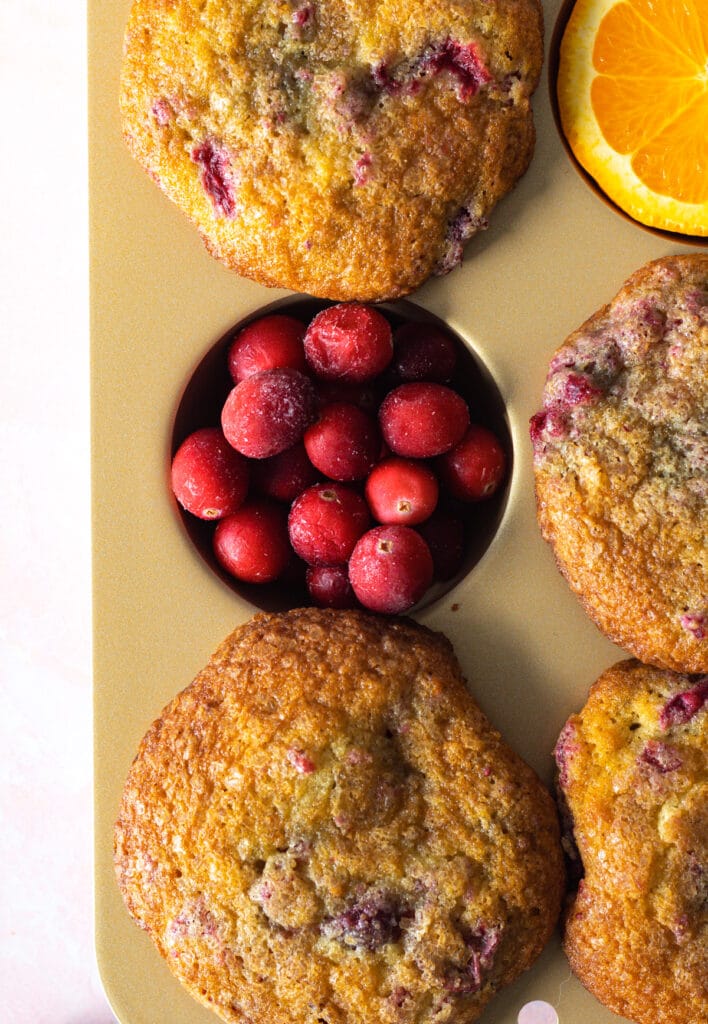 cranberries in muffin tin