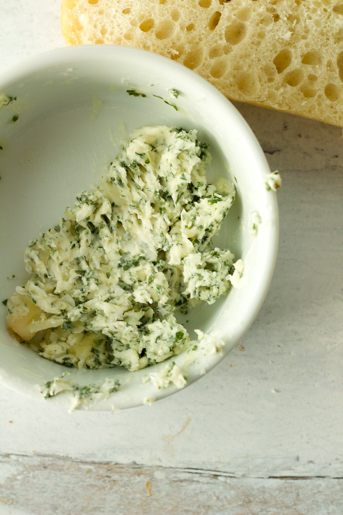 Garlic butter in small bowl.