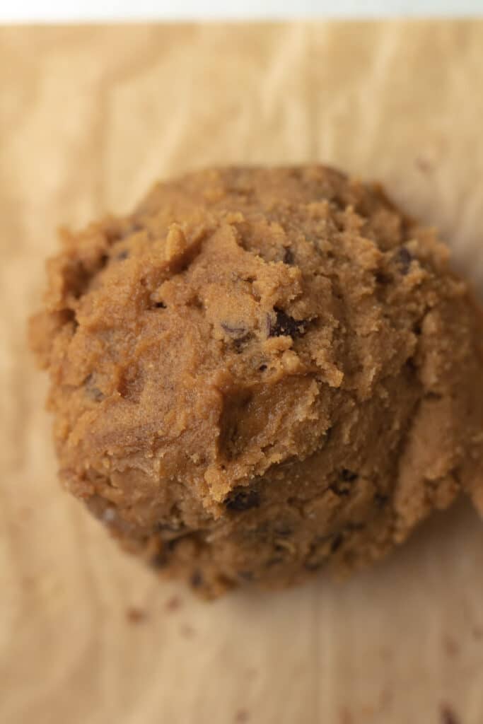 Giant ball of dough on baking sheet.