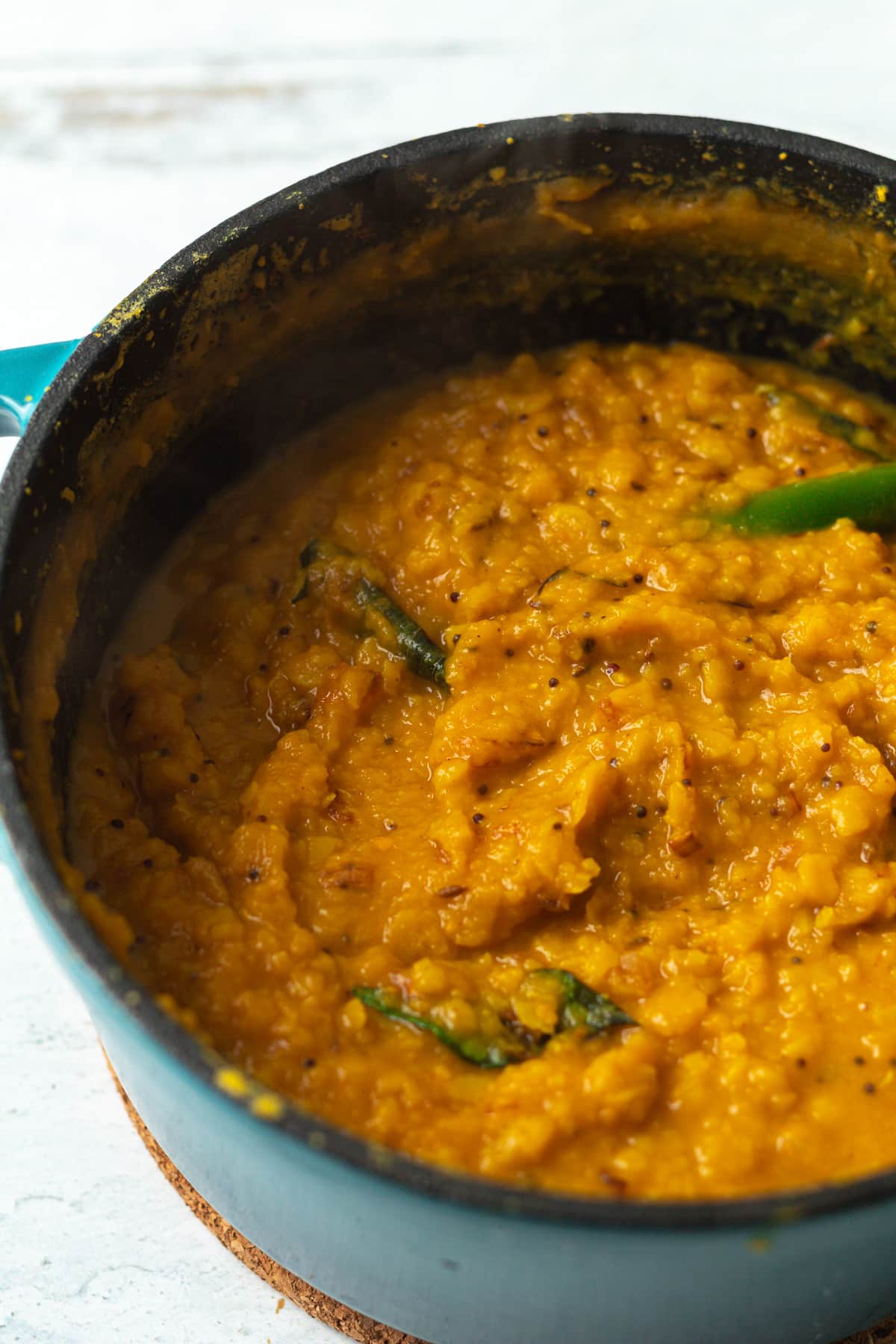 Sweet potato dal in pot.