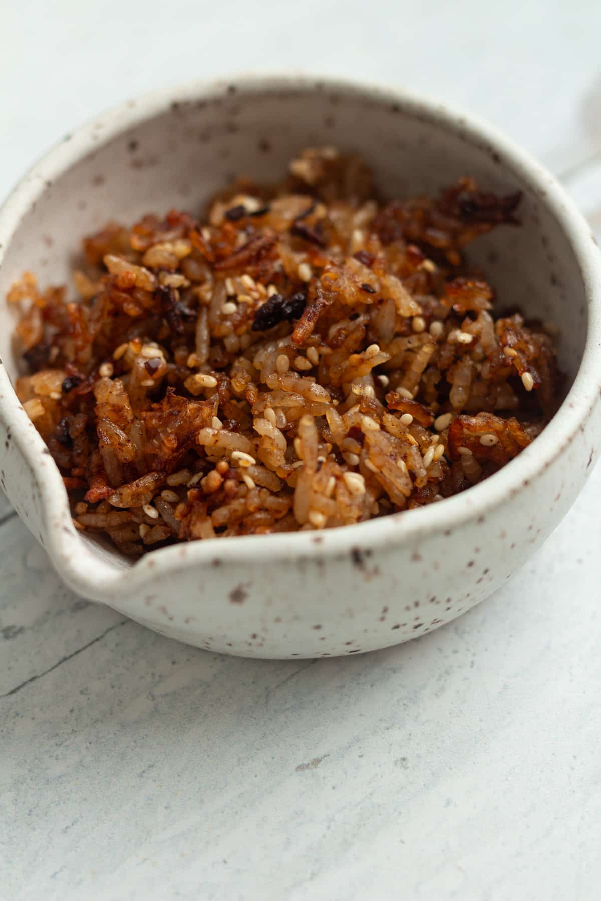 Crispy rice in small bowl.