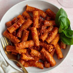 Bowl of pasta alla vodka.